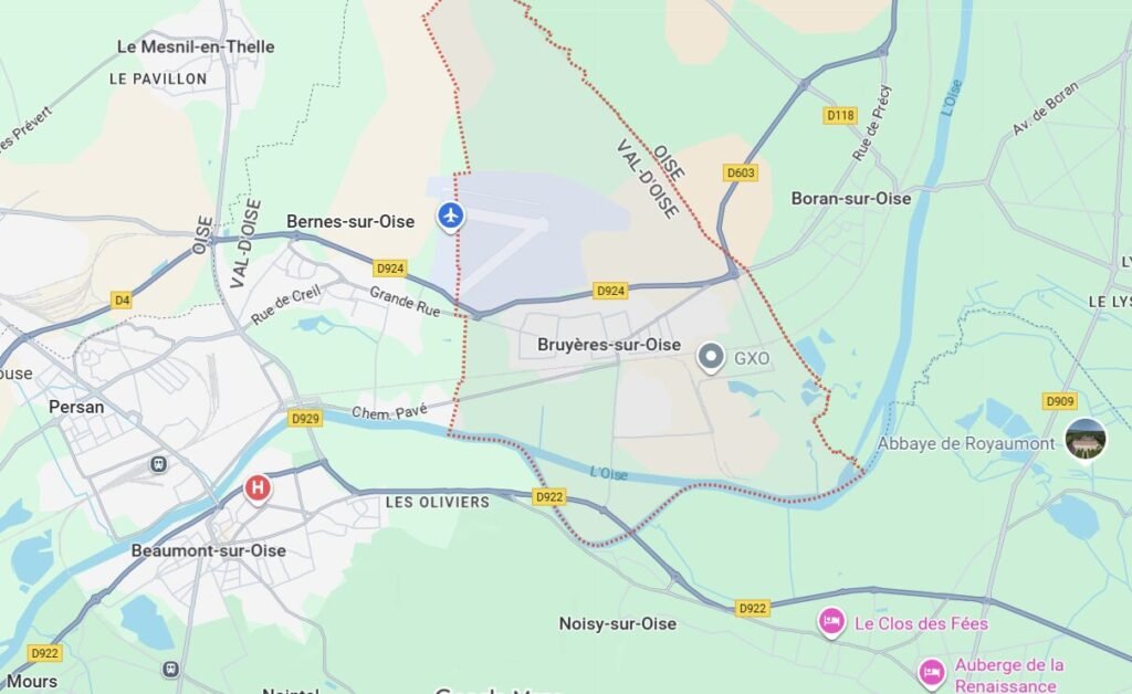 Localisation des services d’assainissement à Bruyères-sur-Oise Val-d’Oise sur Google Maps