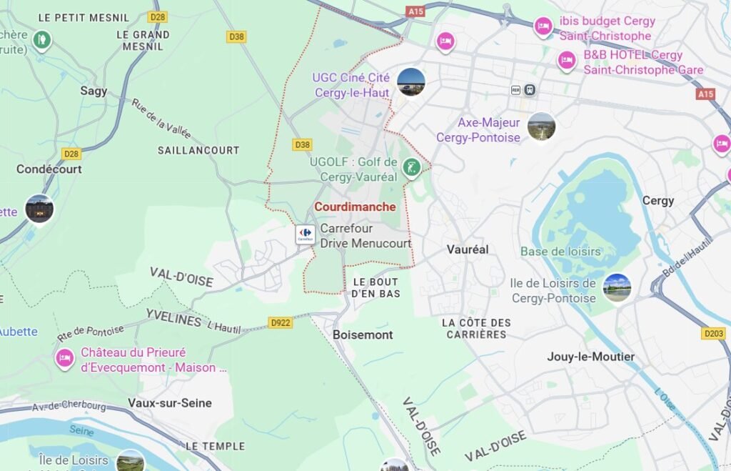 Carte des interventions assainissement Courdimanche – secteur Val-d’Oise 95