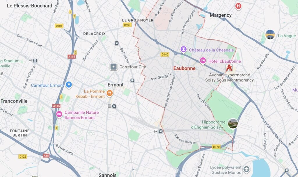 Carte Eaubonne – Localisation des interventions d’assainissement 95