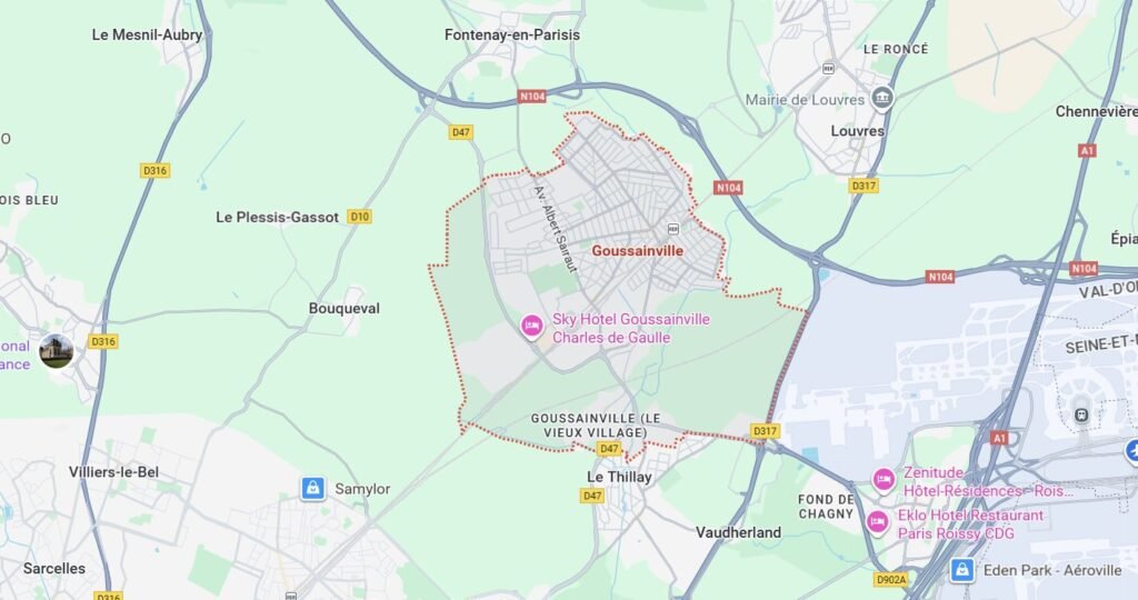 Carte Goussainville 95190 – zone d’intervention assainissement Val-d’Oise
