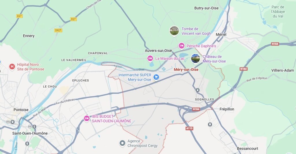 Carte de Méry-sur-Oise – Zone d’intervention Assainissement