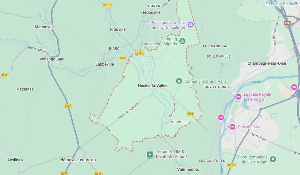 Localisation assainissement Nesles-la-Vallée – Zone d’intervention 95690