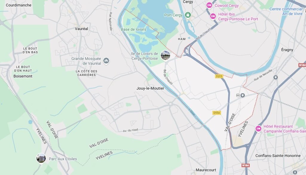 Carte Google Maps Neuville-sur-Oise localisation service assainissement